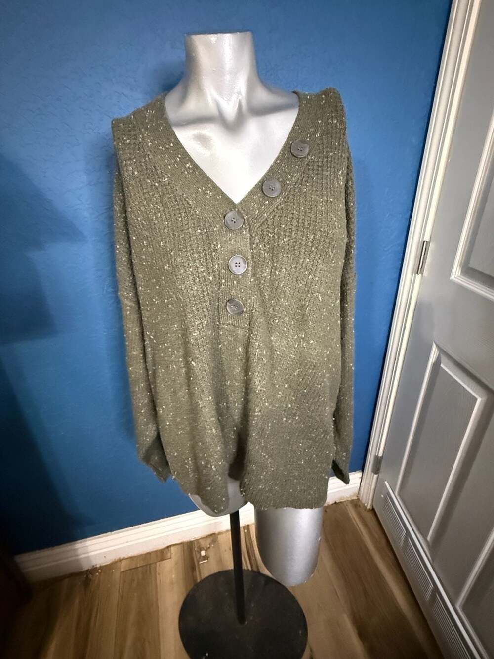 A.n.a. Green Button Down Knit Sweater 2X